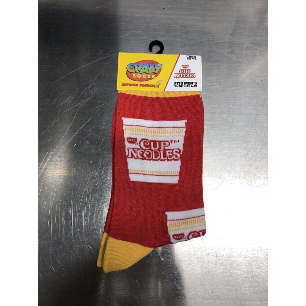 New Mens Size 6-12 Crazy Socks Nissin Cup Noodles Crew One Pair